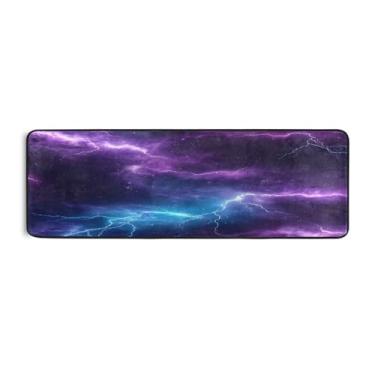 Imagem de Qilmy Tapete colorido Lightning Runner 183 x 61 cm, antiderrapante, antifadiga, confortável, tapetes longos, para quarto, sala de estar, banheiro, corredores, entrywa333