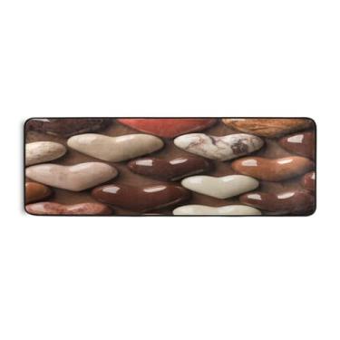 Imagem de Burbuja Tapete de corredor de corações de pedra dos namorados 61 x 183 cm, tapete lavável antiderrapante com suporte de borracha, tapete para sala de estar, corredor, decoração de casa