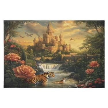 Imagem de Tapete de área 60 x 90 cm macio lavável tapete antiderrapante com suporte de borracha tapetes de área de cenário natural para sala de estar, quarto, decoração de casa