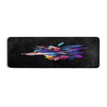 Imagem de Qilmy Tapete colorido de lobo 183 x 61 cm, antiderrapante, antifadiga, confortável, tapetes longos, para quarto, sala de estar, banheiro, corredores, entrywa332