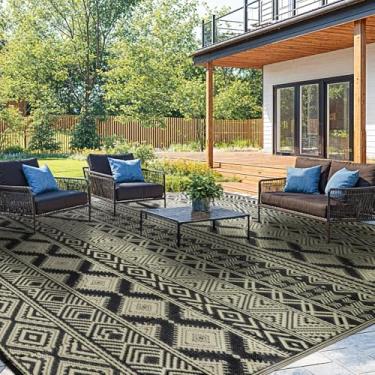 Imagem de LIANLAM Tapete de plástico para uso externo de 20 x 25 cm - Tapete de palha de plástico resistente à água, resistente a UV e desbotamento para pátio, acampamento, trailer, deck, varanda (20 x 25 cm