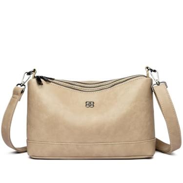 Imagem de Eslcorri Bolsas transversais para mulheres, bolsa de ombro pequena, bolsa simples de nylon com zíper, mini bolsa casual leve, T132pu-damasco