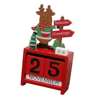 Imagem de Esquirla Calendário de mesa de madeira com contagem regressiva para o Natal, com blocos numéricos, ideal para decoração de mesa em festas e, Style F