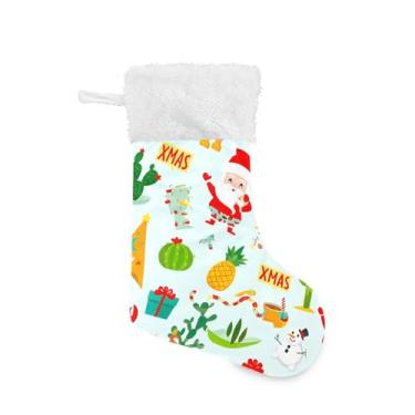 Imagem de xigua Meia de Natal colorida de Papai Noel personalizada grande meia de doces presente para pendurar meias de Natal para decoração de festa de férias em família, decoração de lareira