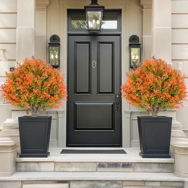 Imagem de MegaChoice Pacote com 2 topiaria artificial com espigão no solo, outono, 55 cm, vegetação falsa, arbusto, plantas falsas, decorações de outono, flores para jardim, quintal, varanda, pátio, decoração