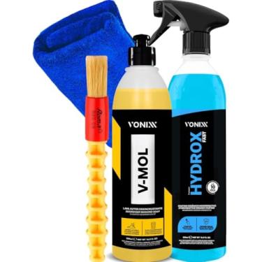 Imagem de Vonixx Kit Hydrox Fast 500 ml, Shampoo V-mol, Pincel Detalhamento Externo, Pano Microfibra 40x40 Premium