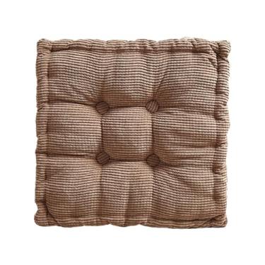 Imagem de Ｂｅｓｇａ Almofada de assento em formato de biscoito, almofada de chão quadrada, macia e confortável para meditação, ideal para decoração de escritório, quarto, Marrom