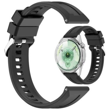 Imagem de AWADUO Pulseira de silicone de substituição compatível com Huawei Watch GT6 Pro de 46 mm/GT6 de 46 mm, compatível com Xiaomi Watch S4 Sport de 22 mm, macia e durável para homens e mulheres (preto)