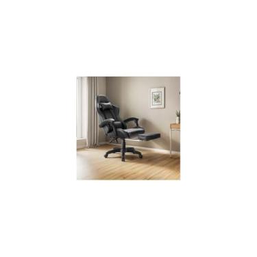 Imagem de Cadeira Gamer Ergonômica, Preta com Detalhes Vermelhos, Tecido e Espuma, Reclinável, 120x80x50 cm, para Escritório