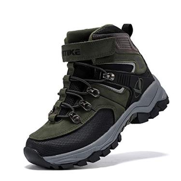 Imagem de Botas de caminhada infantis para meninos e meninas ao ar livre, tênis de caminhada e escalada confortável, antiderrapante, bota de caminhada de caminhada, sola de fivela de aço antiderrapante, 8112-black Green, 2.5 Little Kid