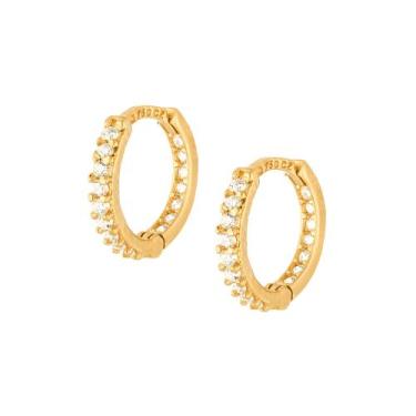 Imagem de Brinco Ouro 18k Argola Infantil Ou 1º 2º Furo Pedra Interna B457 - 750