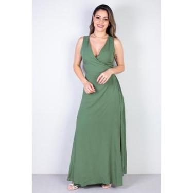 Imagem de Vestido longo de viscose slub transpassado 71116-Feminino
