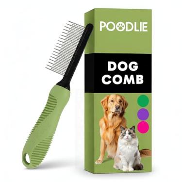 Imagem de Pente de cuidados Poodle – Pente de metal com dentes longos e curtos de aço inoxidável para remover pelos e nós foscos, seguro e suave para cães e gatos (verde)