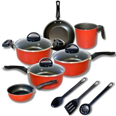 Imagem de Jogo De Panelas 9 Pçs Teflon Tampas Vidro Antiaderente Color