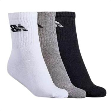 Imagem de Kit Meia Masculina Cano Longo New Balance Branco Cinza E Preto, Bc, Mc