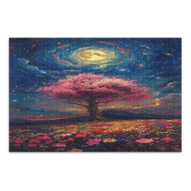 Imagem de Quebra-cabeças fáceis de flores sob estrelas para adultos com letras nas costas 1000 peças para adultos