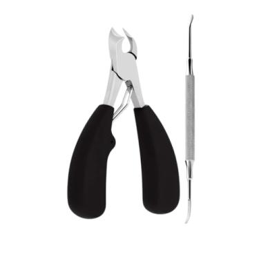 Imagem de Alicate Desencravador de Unha Profissional Cortador para Unhas Grossas Encravadas Pé e Mão Aço Inox com Cabo Emborrachado (Preto)