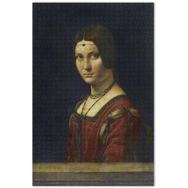 Imagem de Quebra-cabeça Leonardo Da Vinci La Belle Ferronnière 1000 peças para adultos cenário paisagem divertido brinquedo adulto engraçado jogo de quebra-cabeça presentes, 75 x 40 centímetros