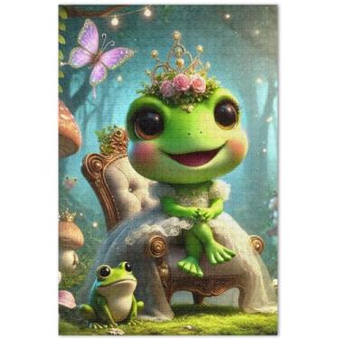 Imagem de Quebra-cabeça fofo princesa sapo 500 peças para adultos arte animal quebra-cabeça grande presentes de festa elefante branco, 50 x 37 centímetros