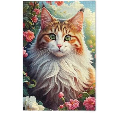 Imagem de Jigsaw Puzzles for Adults 1000 Pieces Animal Painting Art Cat Golden Brown Colorful Cute Creative Fun Adult Gifts Tech Game Puzzle Gifts, 1000 Pieces, 29.5" x 19.7"