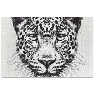 Imagem de Quebra-cabeça de leopardo preto e branco 1000 peças adultos quebra-cabeça brinquedo arte quebra-cabeça amigos família jogos presentes