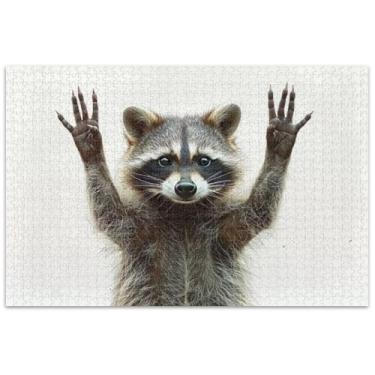 Imagem de Quebra-cabeça engraçado guaxinim 500 peças para adultos paisagem floral natureza quebra-cabeças família elefante branco presentes