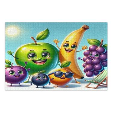 Imagem de Quebra-cabeças de desenho animado de frutas de 1000 peças, quebra-cabeças difíceis para adultos, jogos para noite de jogos em família