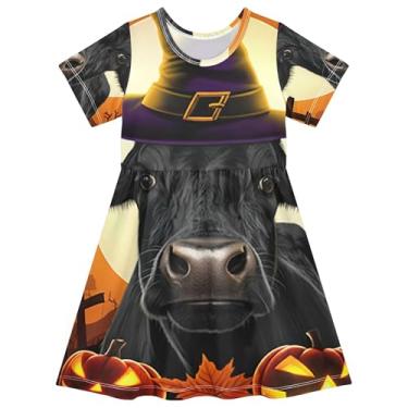 Imagem de TSENQUE Black Cow Witch Hat Halloween Toddler Girls' Dresses 2t Short Outfit Kids Casual Dresses Little Girl