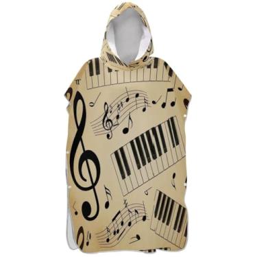 Imagem de Joisal Roupão de mudança de poncho de surfe de música vintage para adultos toalha de banho com capuz bonito poncho masculino de secagem rápida com capuz