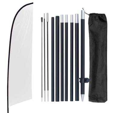 Imagem de yeload Kit de bandeira de penas em branco de 3 m com mastro de cor sólida para negócios de sublimação - Bandeira de alumínio portátil para publicidade ao ar livre (branca)
