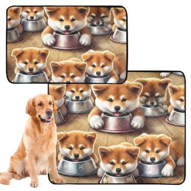 Imagem de TSENQUE Almofadas laváveis para xixi para animais de estimação, à prova d'água, tapete de cercadinho fofo Akita Inu Filhotes de animais de estimação, gatos, almofadas de xixi reutilizáveis absorventes