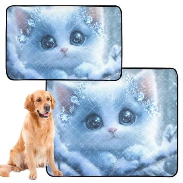 Imagem de TSENQUE Tapete para animais de estimação fofo e branco, lavável para animais de estimação, à prova d'água, tapete para cercadinho para animais de estimação, gato, filhotes, tapete absorvente, médio +