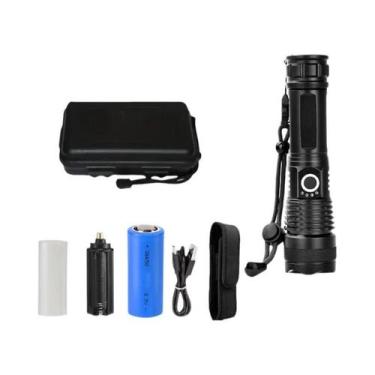 Imagem de Lanterna Tática LED Super Brilhante Recarregável Em Liga De Alumínio P