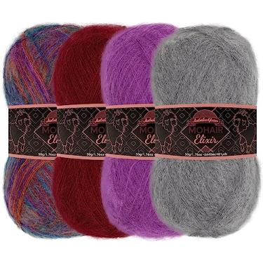 Imagem de JubileeYarn Fio de Elixir Mohair - Mistura de Lã para Bebês 50 g/novelo - Tons de Roxo - 4 novelos