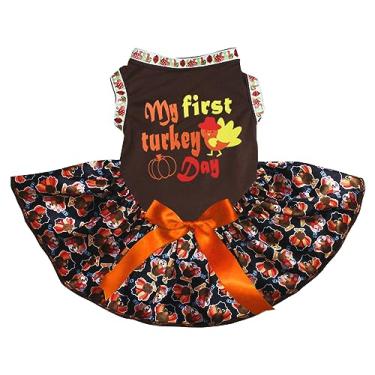 Imagem de Petitebella Vestido My First Turkey Day para cachorrinhos (marrom/perus bebês, pequeno)