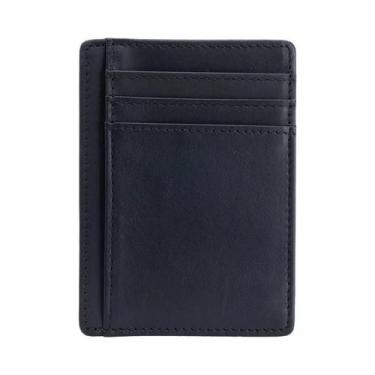 Imagem de Carteira De Couro Slim Com Bloqueio RFID, Minimalista, Para Bolso Fron