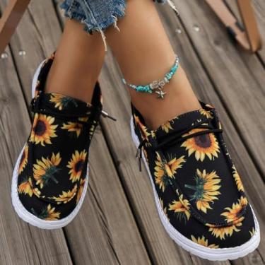 Imagem de Tênis feminino com plataforma de malha plus size – Meias antiderrapantes de malha respirável para caminhadas casuais, calçados esportivos leves e confortáveis, Amarelo, 36