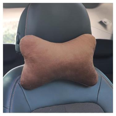 Imagem de SPXMQSS Travesseiro de pescoço para viagem almofada de apoio de pescoço macia travesseiro de encosto de cabeça de carro travesseiro cervical apoio de cabeça de carro almofadas grossas marrom 1 peça
