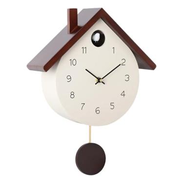 Imagem de predolo Relógio Cuco com Pêndulo e Toque, Volume Ajustável, Ideal para Escritório, Casa de Campo, Quarto Infantil e Cozinha, Bege