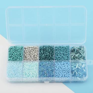 Imagem de YDJIANCAI 10 compartimentos de vidro 2 mm contas de tubo de semente contas pequenas de dois tons, para fabricação de joias, suprimentos de artesanato DIY para brincos, pulseiras, colares (cor: azul