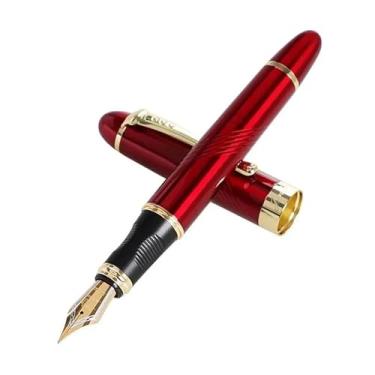 Imagem de ONECMN Caneta-tinteiro de luxo para escritório, material escolar, papelaria, canetas para escrever (vermelho espiral, médio)