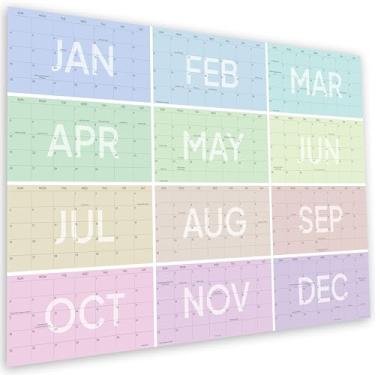 Imagem de Calendário de parede grande 2025 (87,5 x 58,4 cm), agenda mensal 2025 para parede, design estético colorido, layout horizontal, papel de texto pesado não revestido (vem dobrado em envelope especial).