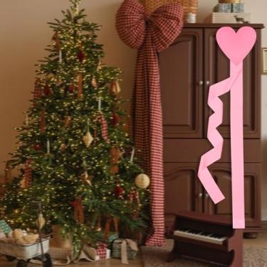 Imagem de oshhni Fita decorativa em formato de coração para o Dia dos Namorados, ideal para artesanato, guirlandas, casamentos e decoração romântica de móveis. 104 cm, Rosa