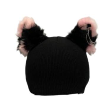 Imagem de oshhni Capa protetora de tricô para capacete de esqui, acessório criativo, fofo e macio para snowboard, esqui e skate, Orelha Rosa Preta