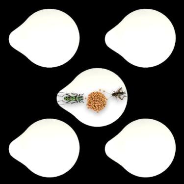 Imagem de 5 unidades de tigela de alimentação de críquete isópode alimentador de plástico invertebrado para criquete dubia, barata, cereja, barata, caracol, caranguejo, inseto (branco)