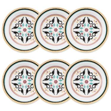 Imagem de Conjunto Jogo 6 Pratos Fundos Oxford Floreal Luiza 23cm