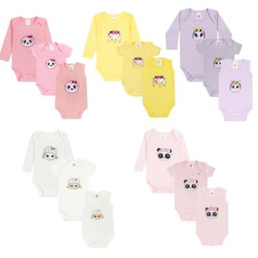 Imagem de Kit 15 peças Roupa Bebê Enxoval Body Manga Longa Curta Regata e Estamp