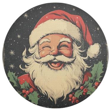 Imagem de xigua Jogo americano redondo de Natal Papai Noel, tapete de mesa redondo antiderrapante resistente ao calor, tapetes de mesa de 48 cm para decoração de cozinha, jantar e festa
