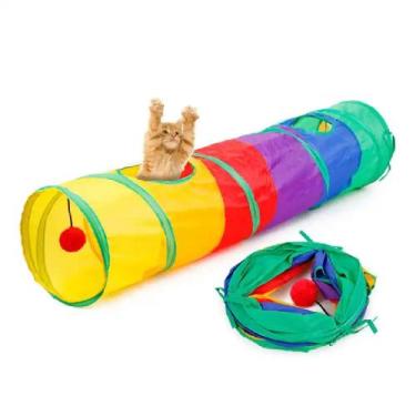 Imagem de Brinquedo Interativo Para Gatos Pets Túnel Labirinto Colorido - Wbcom
