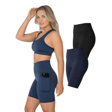 Imagem de Kit 2 Bermudas Fitness Feminina Bolsos Laterais-Feminino